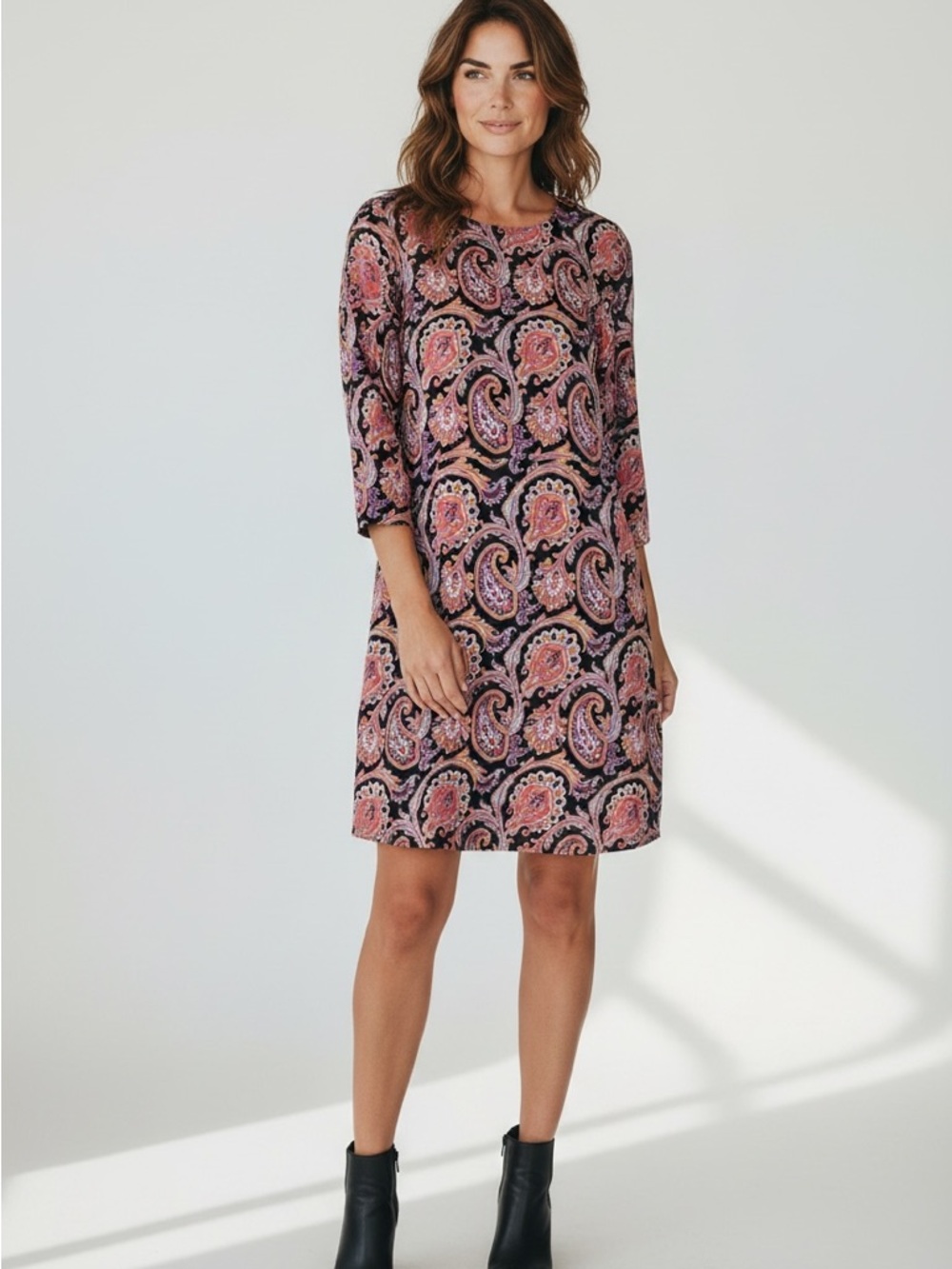 Etro Paisley Print Mini Shift Dress 46 Lana Wool